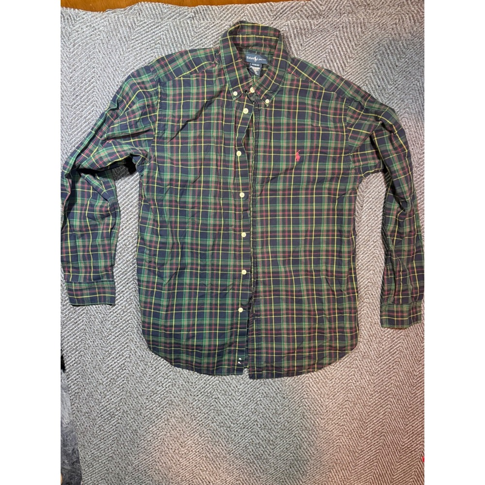 Polo Ralph Lauren Plaid Button Down Shirt Boys XL (18–20) Red Green Classic NWT